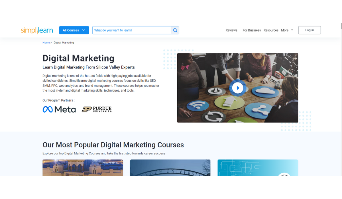 Simplilearn gives an online course for digital marketing 